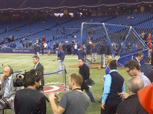 Cleveland Indians batting practice at the Toronto Blue Jays home opener on April 2, 2013. (Ryan McKenna/Sports Super Station)